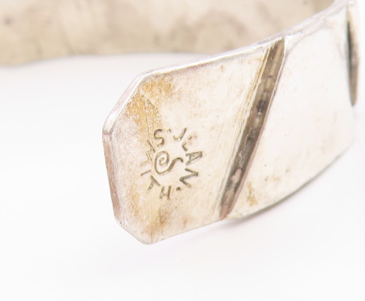 925 Sterling Silver Vintage Bracelet JEAN SMITH Classic Geometric Cuff  BT12010