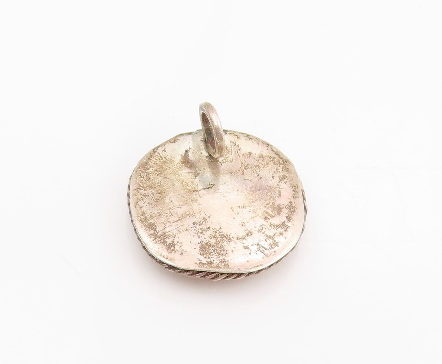925 Sterling Silver Vintage Pendant Jasper With Twisted Rope Border  PT25528