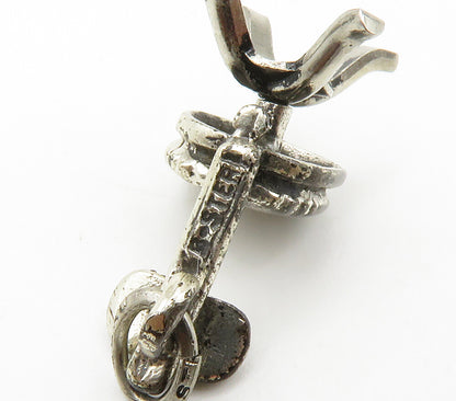 925 Sterling Silver  Vintage Petite Dark Tone Spinning Chair Pendant  PT11801