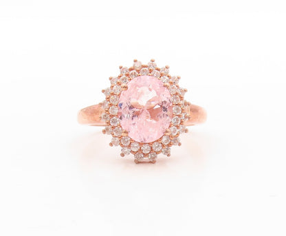 925 Sterling Silver Vintage Ring Rose Gold Plated 2 Tone CZ Flower  Sz 7 RG30864