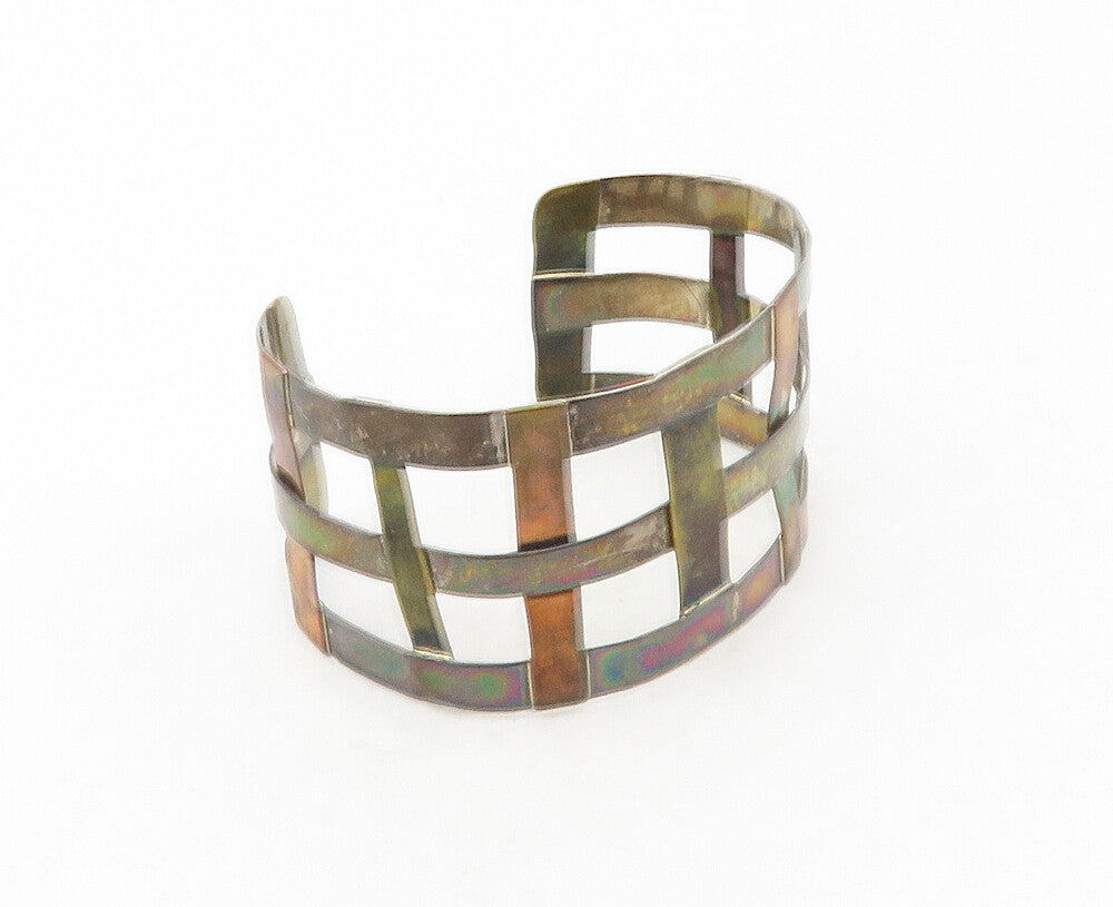 RLM STUDIO 925 Sterling Silver  Vintage Oxidized Weaved Cuff Bracelet  BT4135