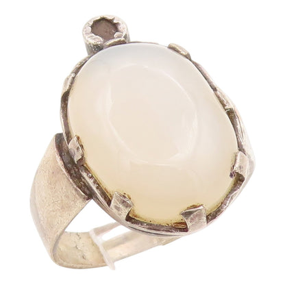 925 Sterling Silver Vintage Ring Oval Cabochon Moonstone Band  Sz 11  RG35378