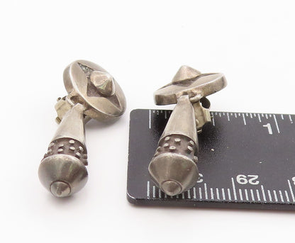 925 Sterling Silver Vintage Earrings LISA JENKS Dark Tone Antique Design EG13332