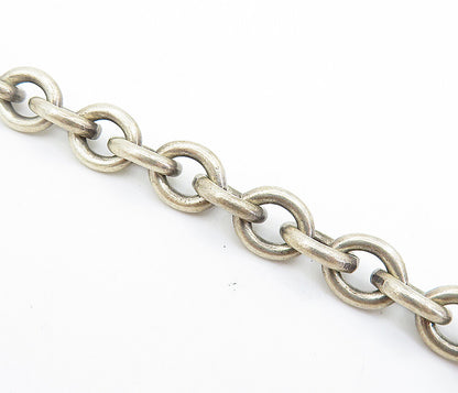 925 Sterling Silver  Vintage Star Cutout Heart Charmed Chain Bracelet  BT2857