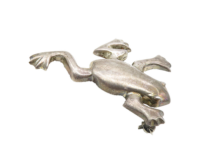 ZINA 925 Sterling Silver  Vintage Dark Tone Frog Motif Brooch Pin  BP3627
