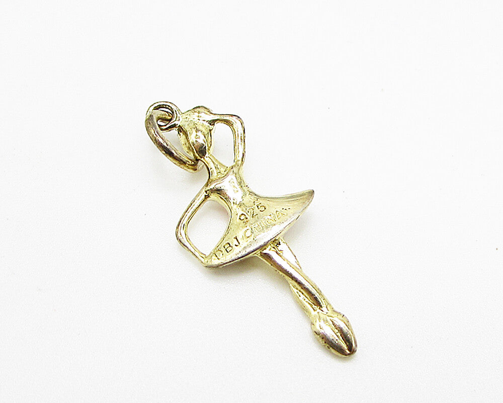 Gold Over 925 Silver  Enamel Dancing Ballerina Pendant & Earrings Set  TR1004