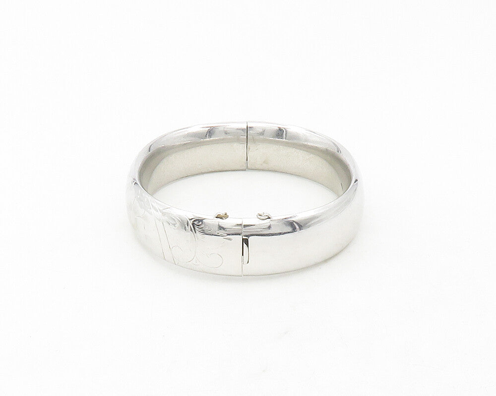 HAYWARD 925 Sterling Silver  Vintage Floral Etched Bangle Bracelet  BT4781