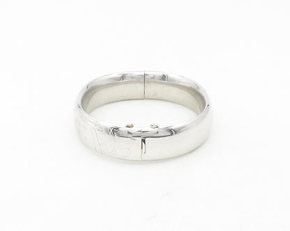 HAYWARD 925 Sterling Silver  Vintage Floral Etched Bangle Bracelet  BT4781