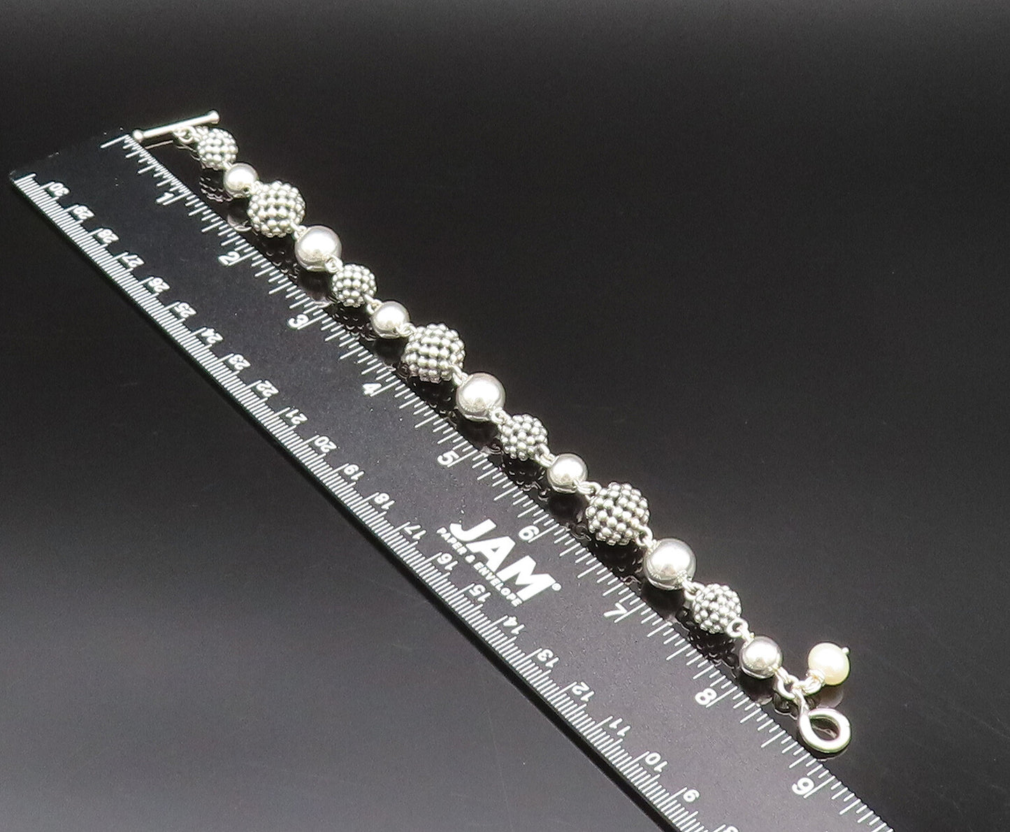 MICHAEL DAWKINS 925 Silver  Vintage Cultured Pearls & Beads Bracelet  BT9788