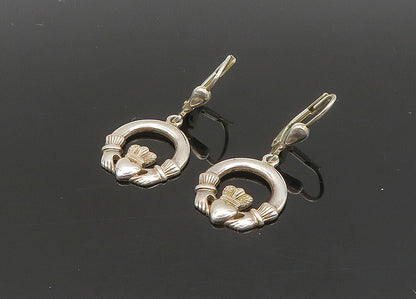 SOLVAR 925 Silver  Vintage Shiny Traditional Claddagh Dangle Earrings  EG10406