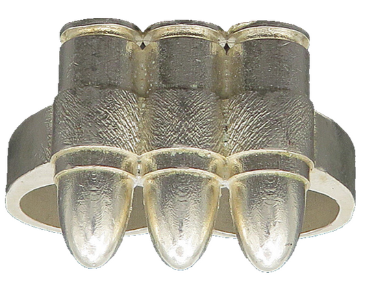 925 Sterling Silver Vintage Heavy Large Bullets 2 Finger Band Ring Sz 10 RG21344