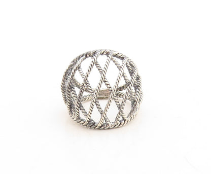 925 Sterling Silver Vintage Ring Dark Tone Twisted Rope Box Design Sz 7  RG31247