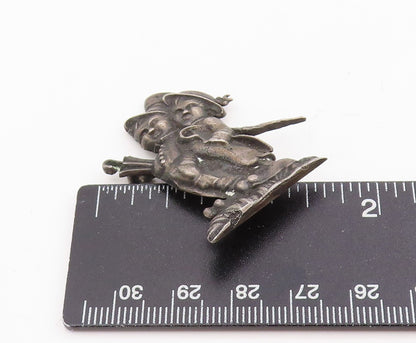 925 Sterling Silver Vintage Brooch Pin Antique Hummel Boy & Girl Figure  BP12242