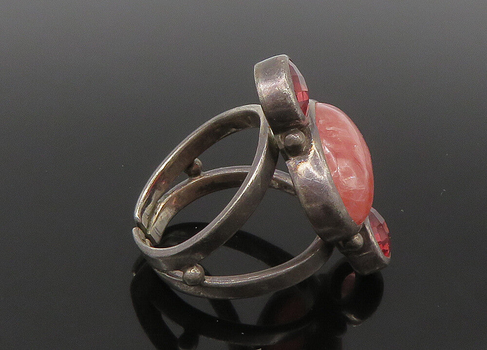 SAJEN 925 Silver Vintage Rhodochrosite & Pink Topaz Band Ring Sz 8 RG22549