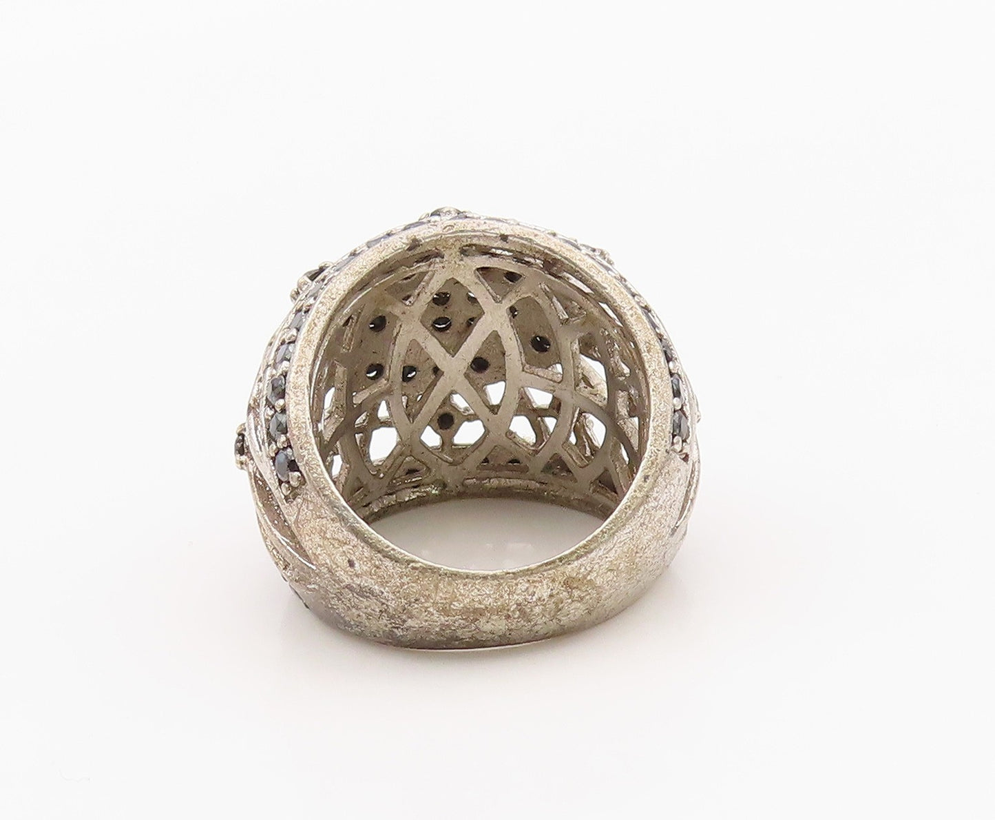 925 Sterling Silver Vintage Ring Classic Sapphire Openwork Band  Sz 8  RG36391