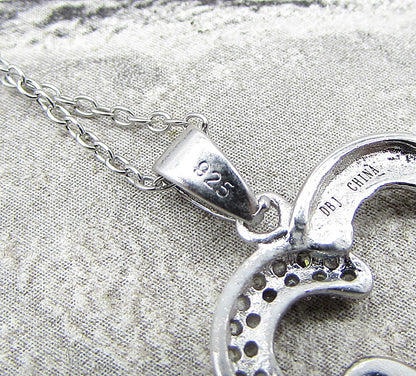 925 Sterling Silver Cubic Zirconia 2 Tone Love Heart Pendant & Chain PT1282