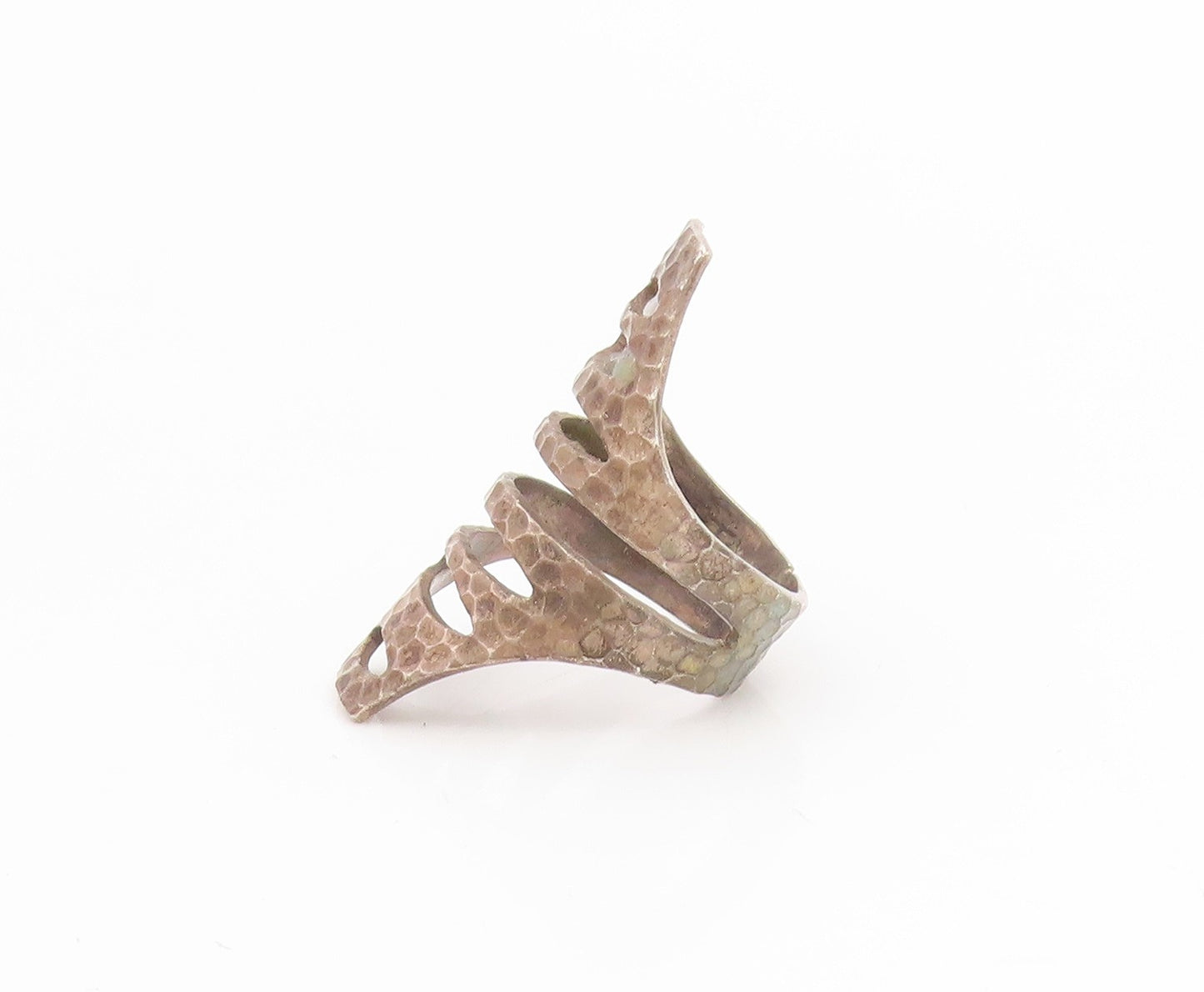 925 Sterling Silver Vintage Ring Honeycomb Textured Cutout Band  Sz 6  RG34405