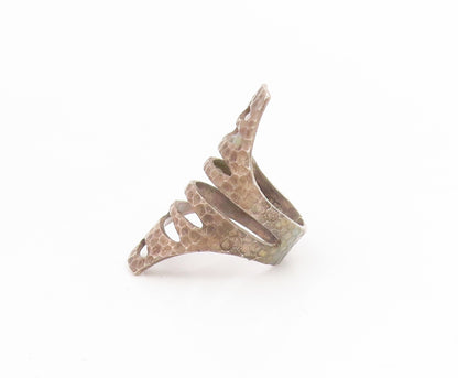 925 Sterling Silver Vintage Ring Honeycomb Textured Cutout Band  Sz 6  RG34405