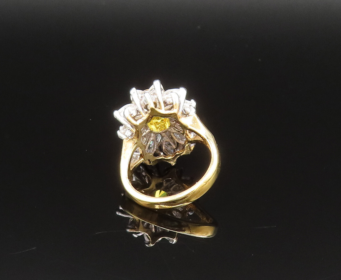 EDCO 925 Silver  Vintage Yellow & White Cubic Zirconia Ring Sz 6.5  RG25592