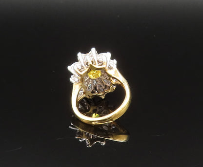 EDCO 925 Silver  Vintage Yellow & White Cubic Zirconia Ring Sz 6.5  RG25592