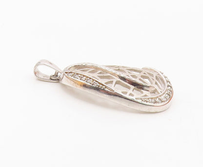 925 Sterling Silver  Vintage Topaz Cutout Open Design Pendant  PT18060