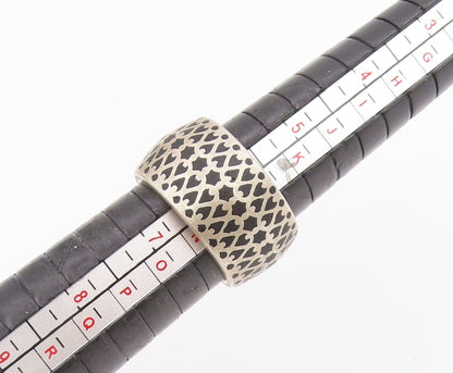 925 Sterling Silver Vintage Ring Black Intricate Lattice Pattern  Sz 6  RG34494