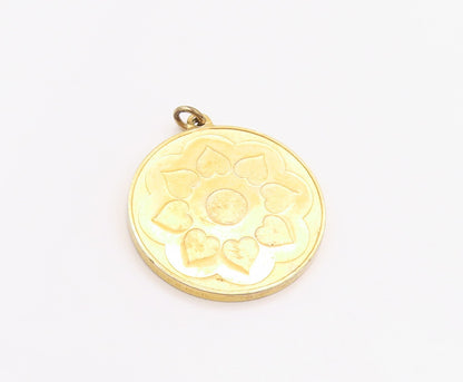 925 Sterling Silver Vintage Pendant Gold Plated Floral Design Medallion  PT24908