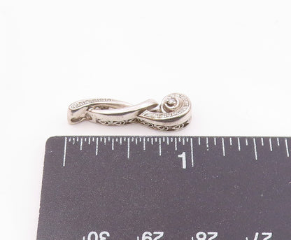 925 Sterling Silver  Vintage Genuine Diamonds Swirl Design Pendant  PT10872