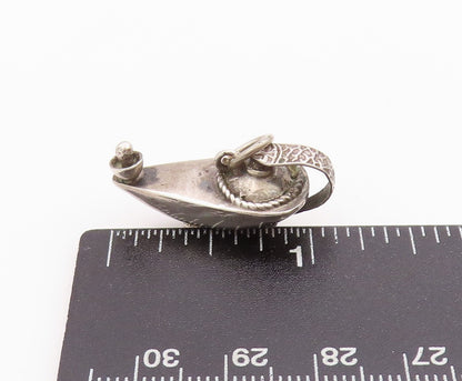 925 Sterling Silver Vintage Pendant 3D Carved Dark Tone Genie Lamp  PT24372