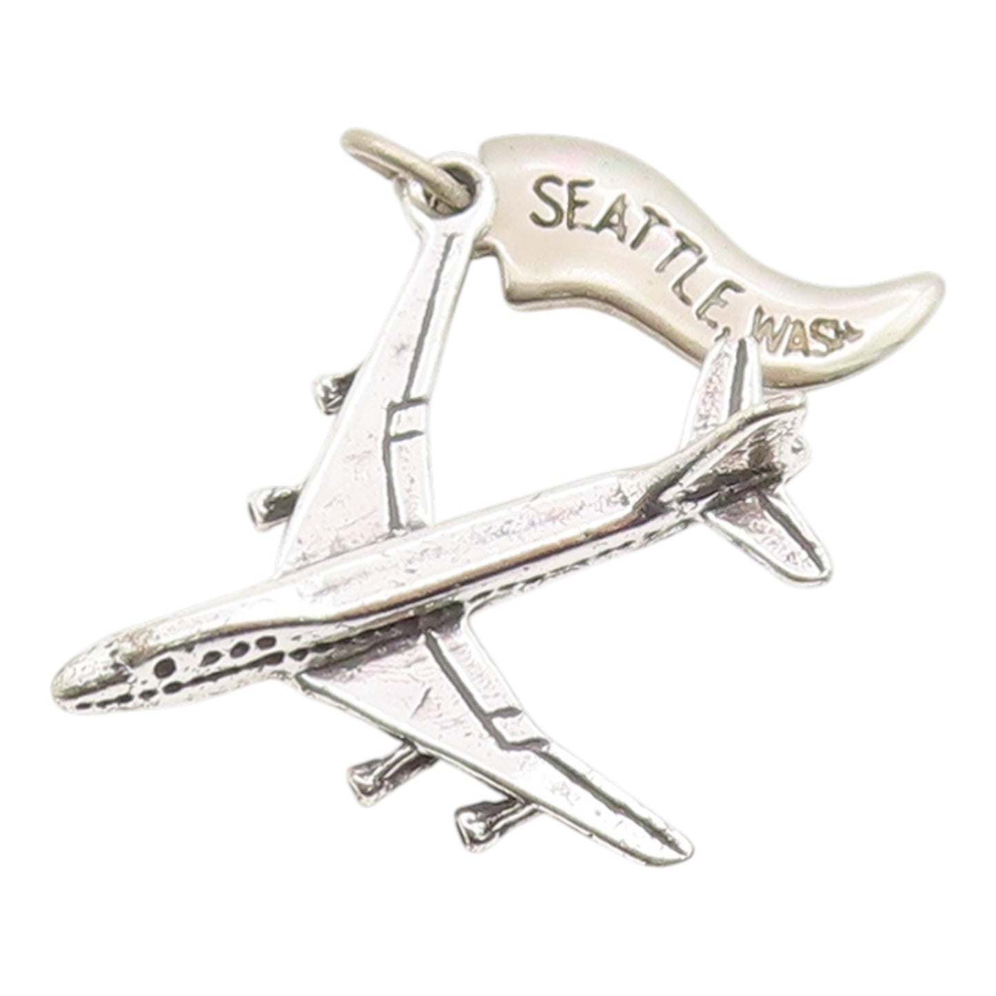 925 Sterling Silver Vintage Pendant Miniature Jet Plane Seattle Charm  PT26051