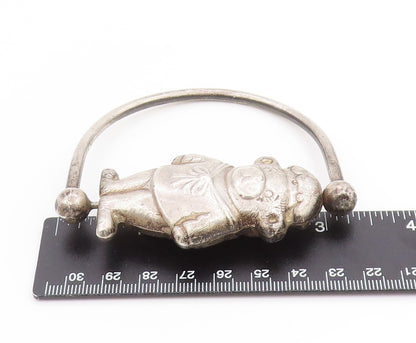925 Sterling Silver Vintage Bracelet Antique Teddy Bear Figure RATTLES  BT11810