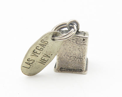 925 Sterling Silver  Vintage Petite Slot Machine Las Vegas Pendant  PT8911