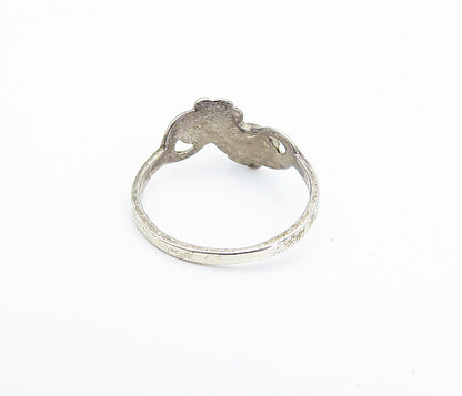 925 Sterling Silver  Vintage Dark Tone Floral Bypass Band Ring Sz 6  RG7127