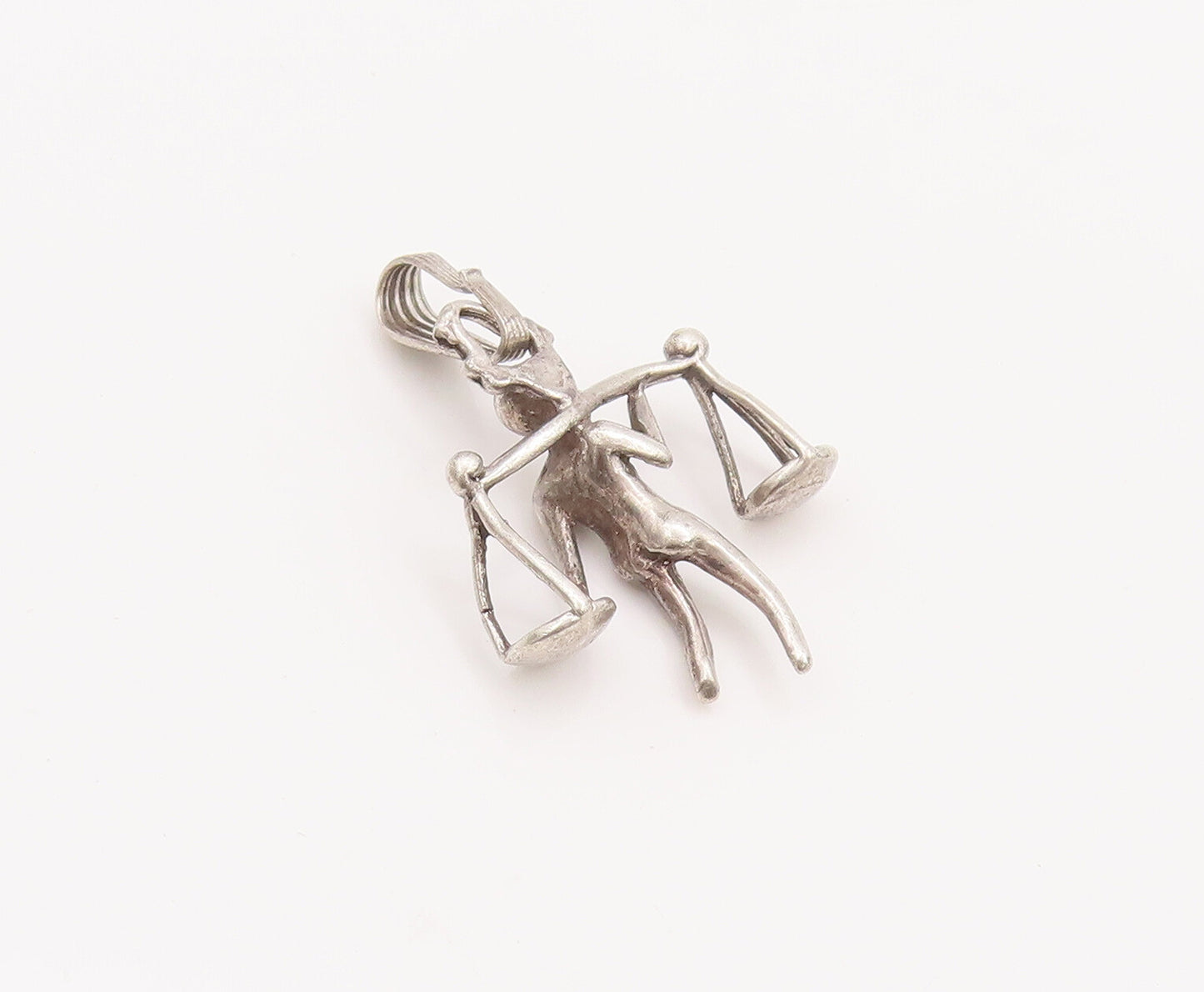 925 Sterling Silver Vintage Pendant Young Man Carrying Weighing Scale  PT22764