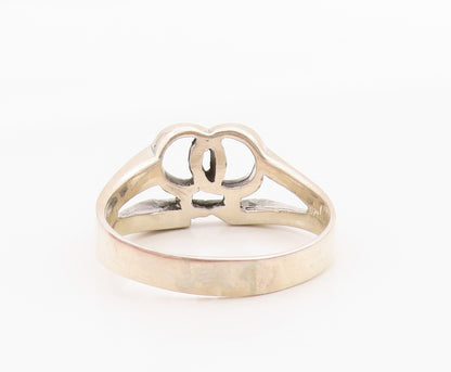 925 Sterling Silver Vintage Ring Interlocking Gender Symbol Band Sz 12.5 RG36309
