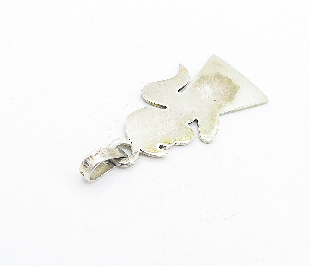 925 Sterling Silver  Vintage Shiny Smooth Angel Motif Drop Pendant  PT4812