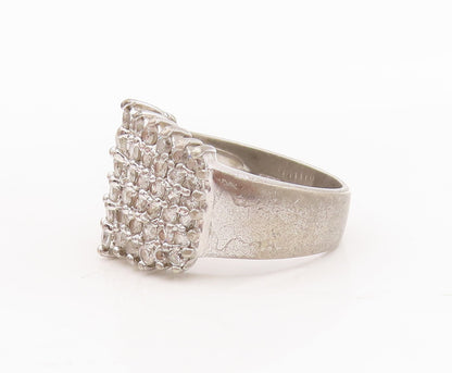 925 Sterling Silver Vintage Ring Broad Band Round CZ Inlay  Sz 7  RG29113