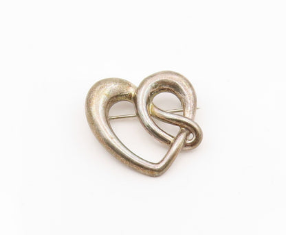 925 Sterling Silver Vintage Brooch Intertwined Celtic Love Heart Pin  BP12099