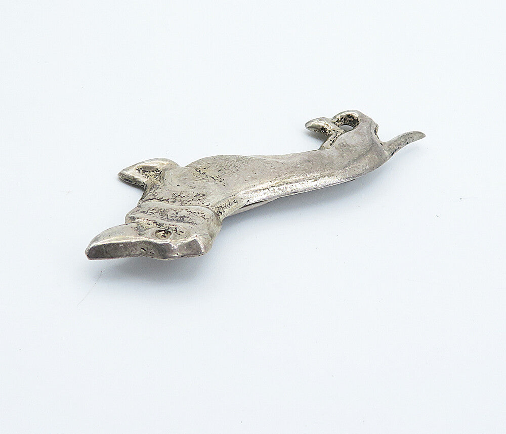 925 Sterling Silver  Vintage Dark Tone Weiner Dog Motif Brooch Pin  BP2906
