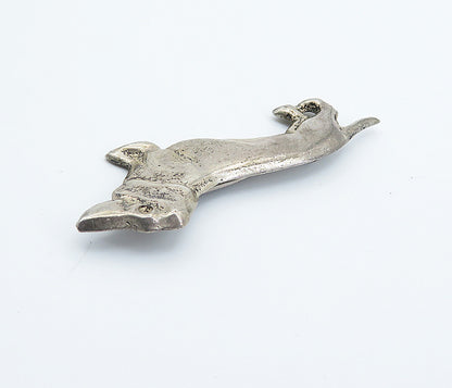 925 Sterling Silver  Vintage Dark Tone Weiner Dog Motif Brooch Pin  BP2906
