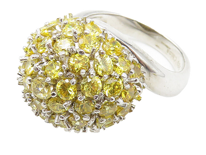 925 Sterling Silver  Yellow Cubic Zirconia Dome Cocktail Ring Sz 6  RG10133