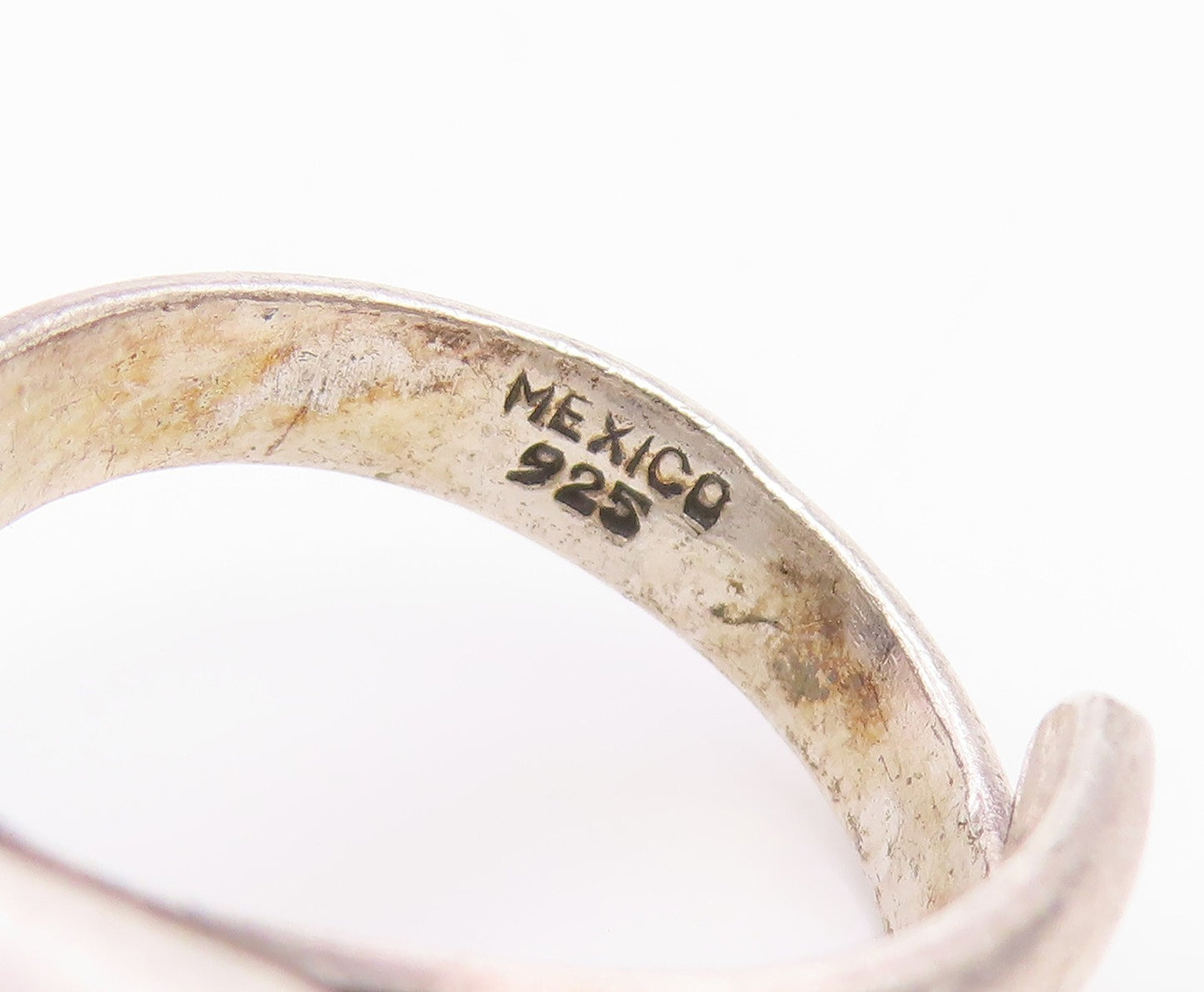 925 Sterling Silver Vintage Ring MEXICO Locomotive Engine Band  Sz 6  RG35584