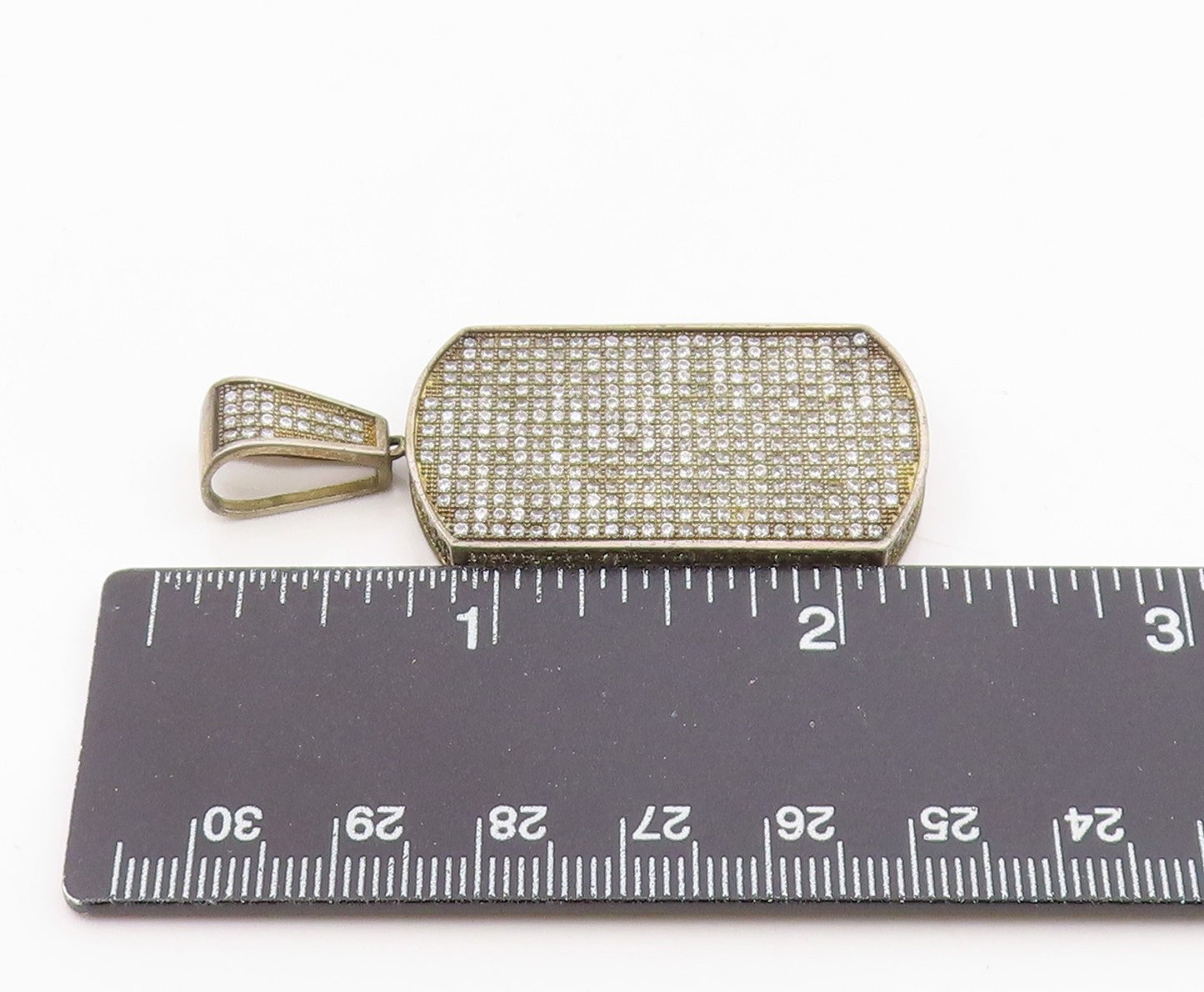 925 Sterling Silver  Vintage Shiny Cubic Zirconia Encrusted Pendant  PT12453