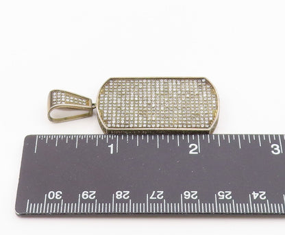 925 Sterling Silver  Vintage Shiny Cubic Zirconia Encrusted Pendant  PT12453