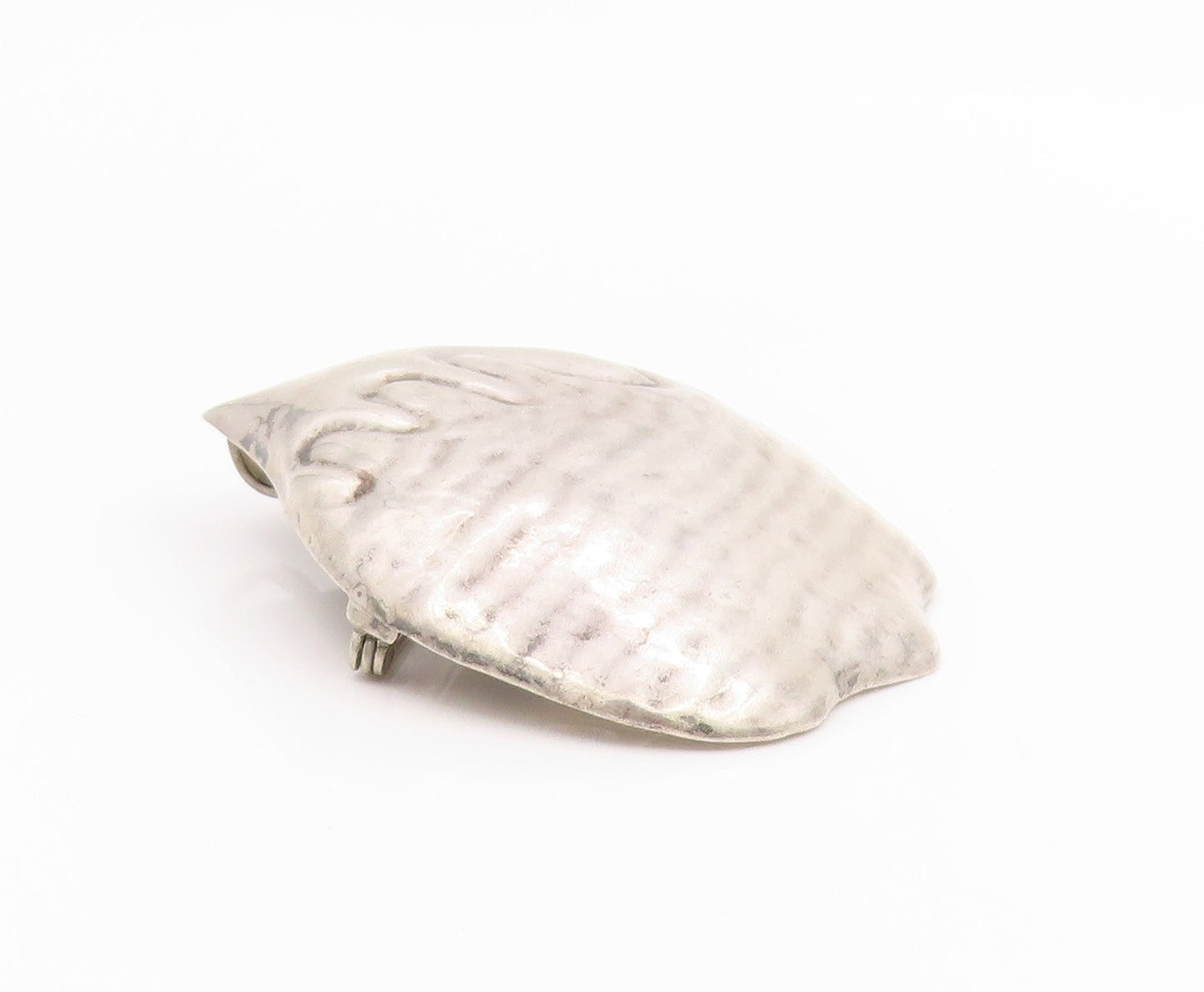 925 Sterling Silver Vintage Brooch Pin MEXICO Scalloped Clam Shell  BP12507