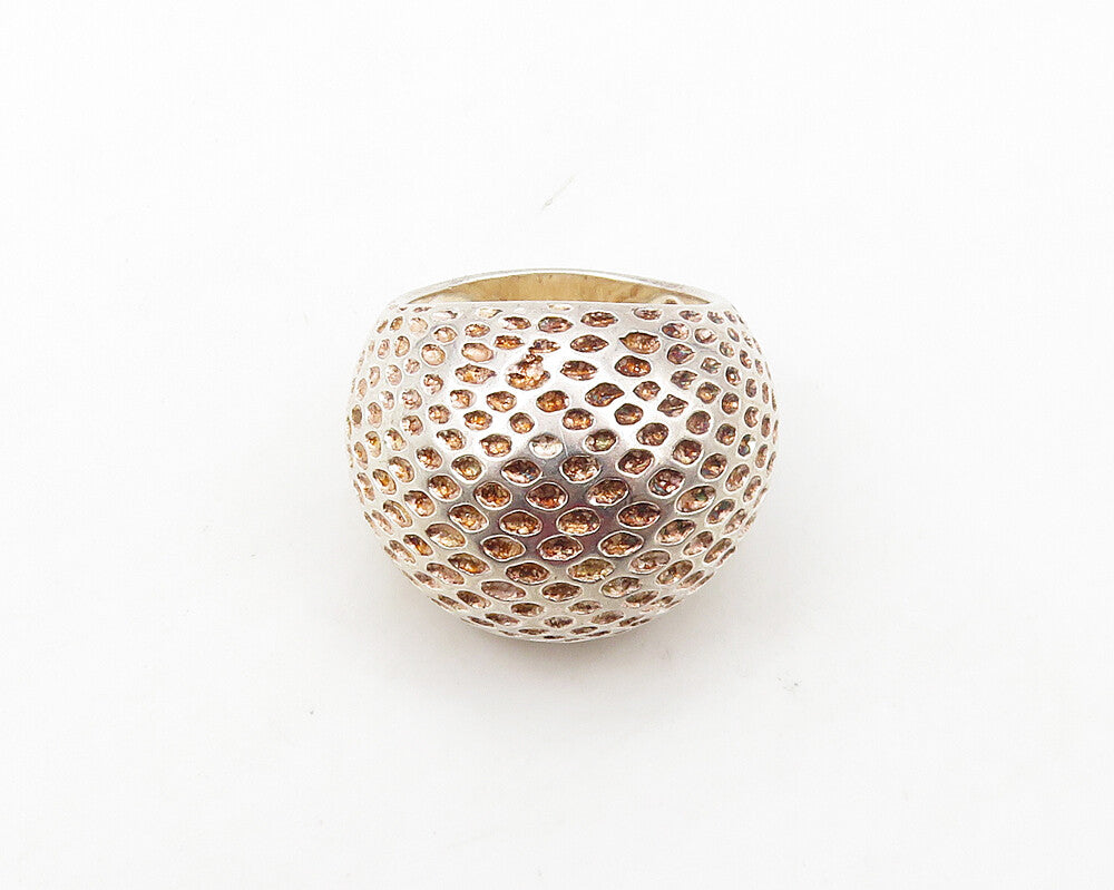 925 Sterling Silver  Vintage Shiny Dotted Dome Band Ring Sz 7  RG17425