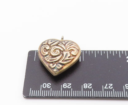 925 Sterling Silver  Vintage Patterned Hollow Love Heart Pendant  PT17661