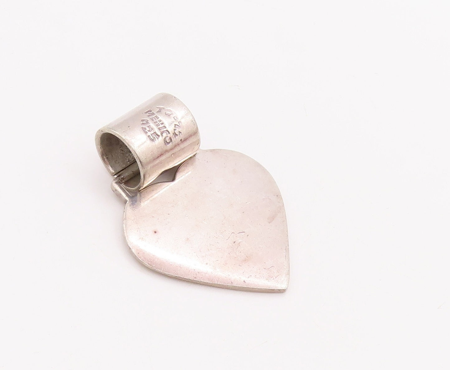 925 Sterling Silver Vintage Pendant MEXICO Minimalist Solid Love Heart  PT23357