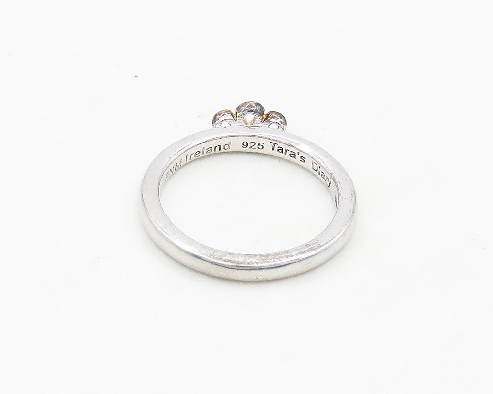 IRELAND 925 Sterling Silver Vintage Shiny 2 Tone Crown Band Ring Sz 7  RG19307