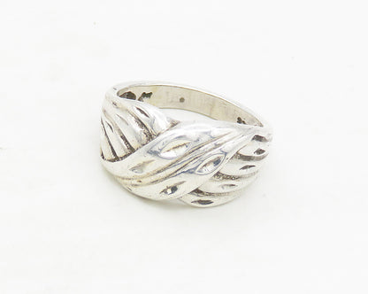 925 Sterling Silver  Vintage Shiny Diamond Cut Detail Band Ring Sz 6.5 RG17296